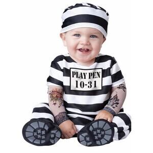 Incharacter Time Out Jail Prisoner Convict Jumpsuit Costume Infant/Baby 3-6 Mo